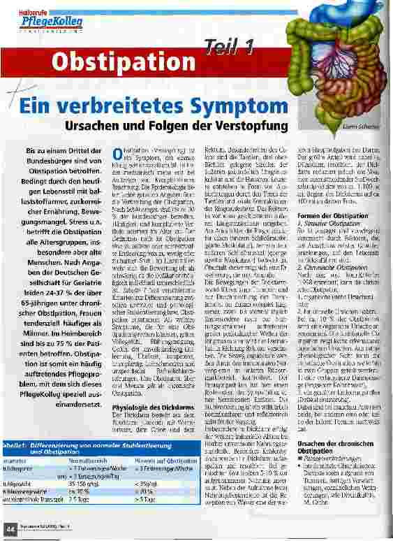 Vorschauseite 1: Obstipation Tei 1: Ein verbreitetes Symptom