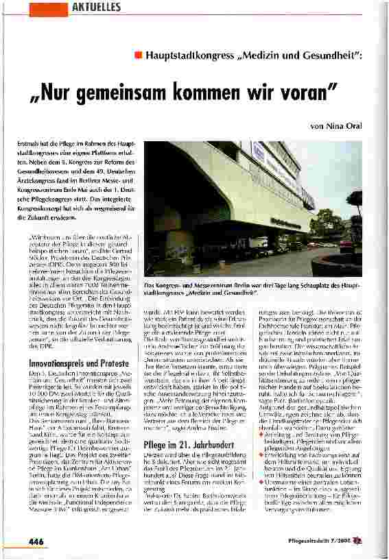 Vorschauseite 1: Nur gemeinsam kommen wir voran Hauptstadtkongress Medizin und Gesundkeit