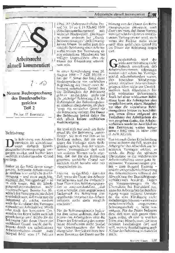 Vorschauseite 1: Neuere Rechtsprechung des Bundesarbeitsgerichtes - Teil 2