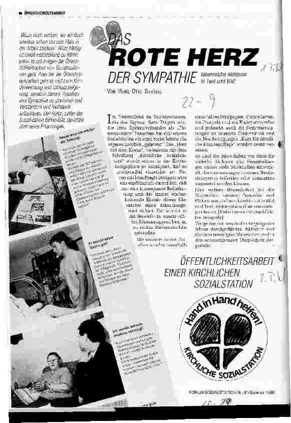 Vorschauseite 1: Das rote Herz der Sympathie Öffentlichkeitsarbeit einer kirchlichen Sozialstation