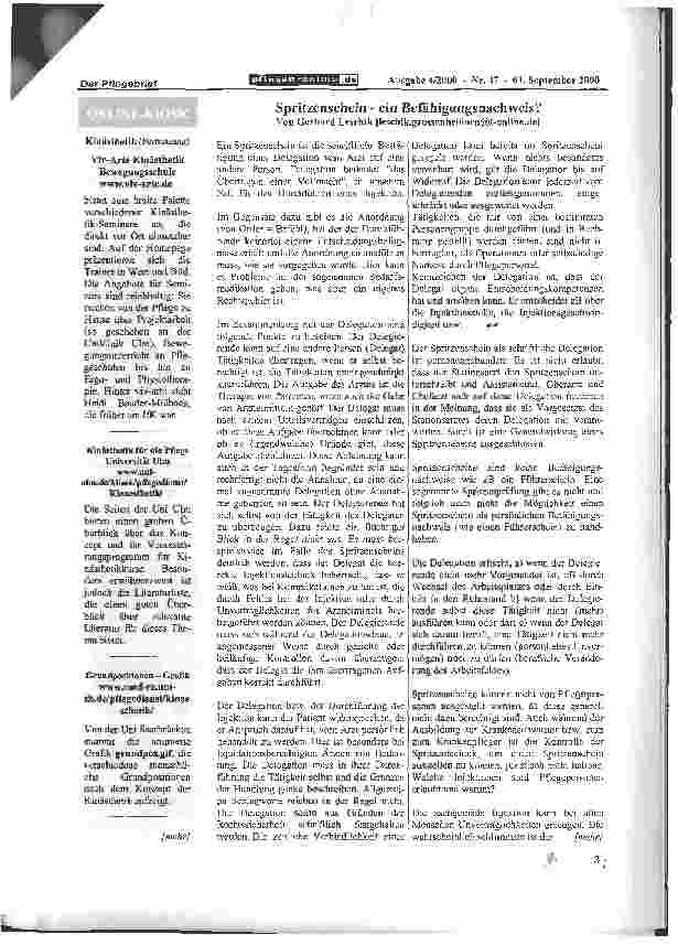 Vorschauseite 1: Spritzenschein - ein Befähigungsnachweis?
