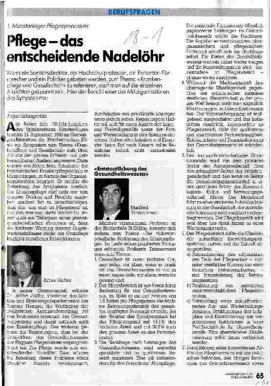 Vorschauseite 1: Pflege - das entscheidende Nadelöhr