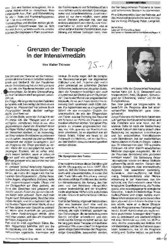Vorschauseite 1: Grenzen der Therapie in der Intensivmedizin