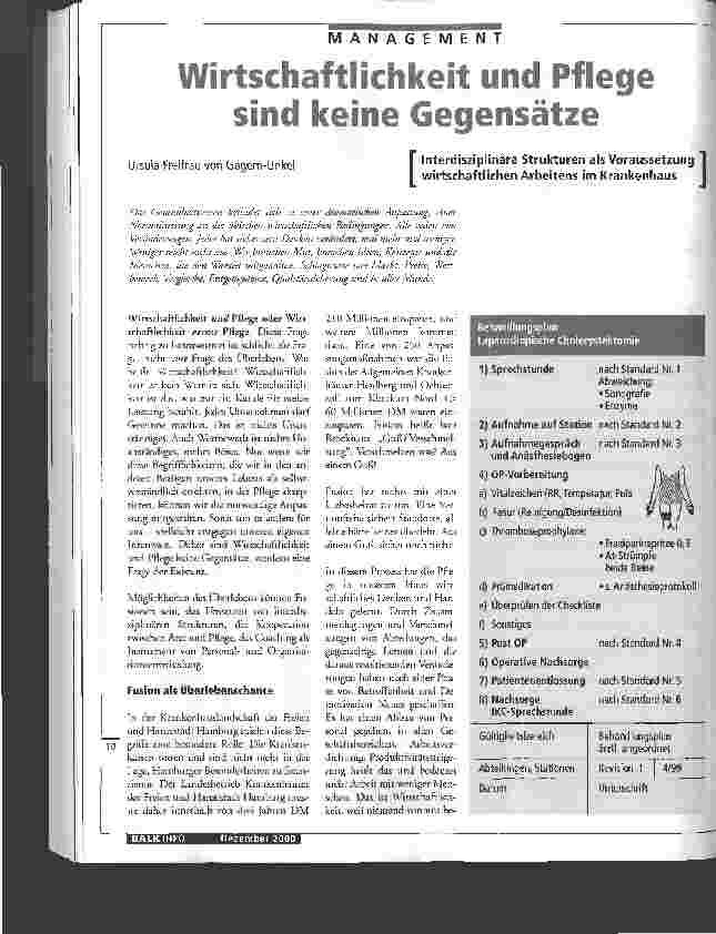 Vorschauseite 1: Wirtschaftlichkeit und Pflege sind keine Gegensätze