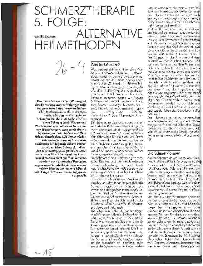 Vorschauseite 1: Schmerztherapie - 5. Folge: Alternative Heilmethoden