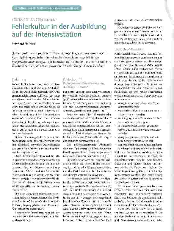 Vorschauseite 1: Fehlerkultur in der Ausbildung auf der Intensivstation