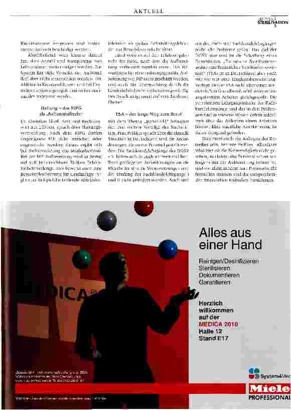 Vorschauseite 4: Medizinprodukteaufbereitung in Deutschland - im 17. Jahr nach Einführung des MPGDGSV-Kongress, 7. - 9. Oktober 2010, Fulda