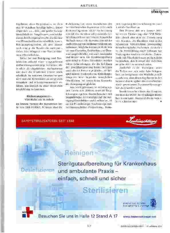 Vorschauseite 6: Medizinprodukteaufbereitung in Deutschland - im 17. Jahr nach Einführung des MPGDGSV-Kongress, 7. - 9. Oktober 2010, Fulda