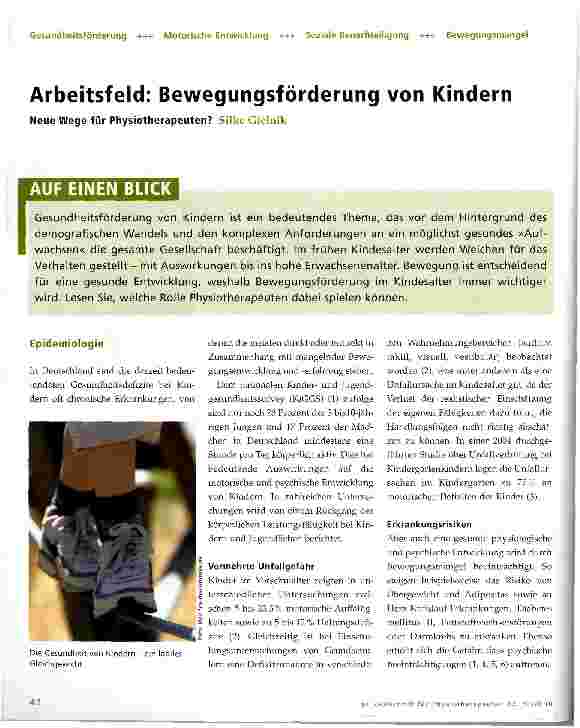 Vorschauseite 1: Arbeitsfeld: Bewegungsförderung von Kindern