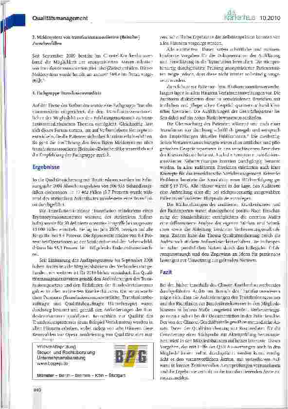 Vorschauseite 3: Qualitätsmanagement in der Transfusionsmedizin