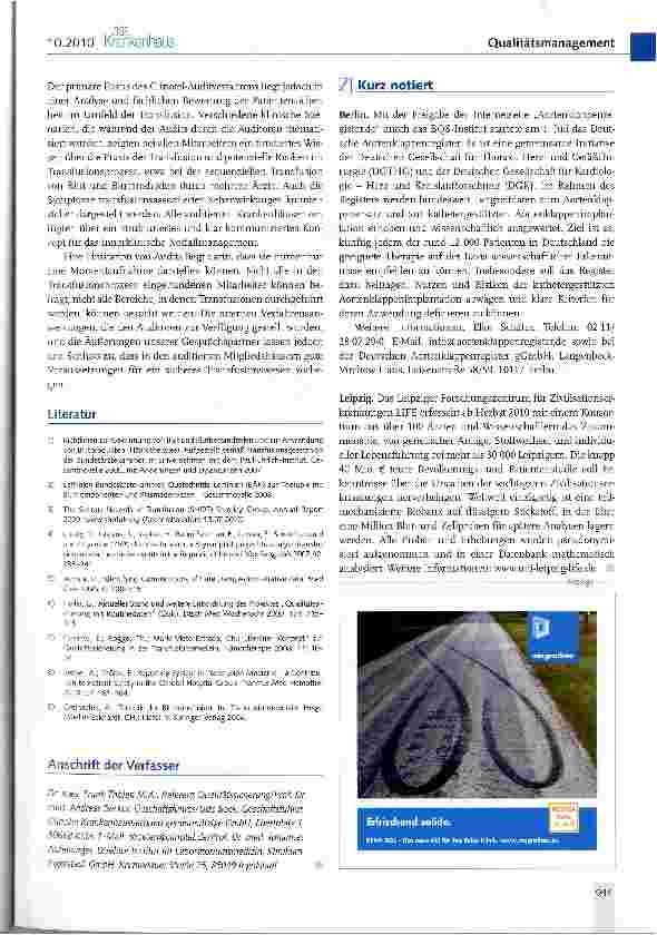 Vorschauseite 4: Qualitätsmanagement in der Transfusionsmedizin