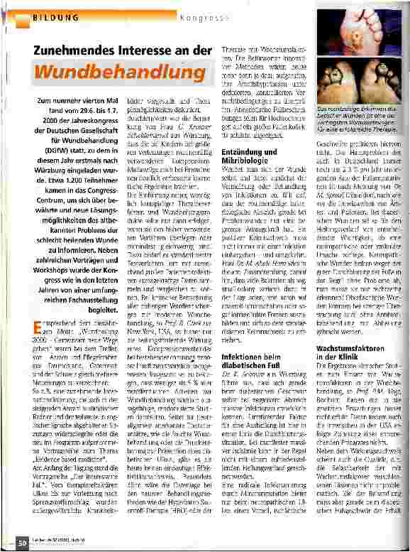 Vorschauseite 1: Zunehmendes Interesse an der Wundbehandlung
