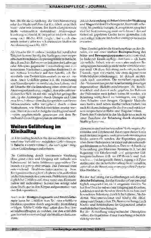 Vorschauseite 5: Berufserkrankungen von Krankenhauspersonal - Häufigkeit, mögliche Ursache und prognostische Aspekte