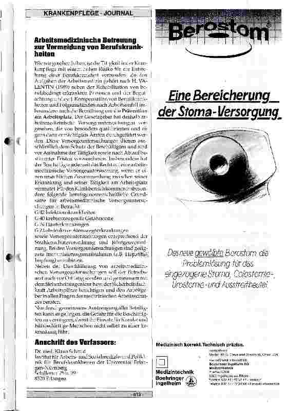 Vorschauseite 6: Berufserkrankungen von Krankenhauspersonal - Häufigkeit, mögliche Ursache und prognostische Aspekte