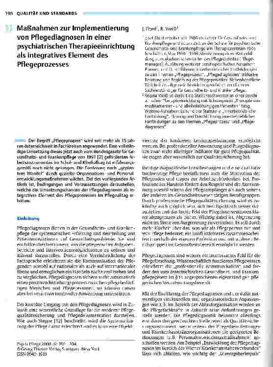 Vorschauseite 1: Maßnahmen zur Implementierung von Pflegediagnosen in einer psychiatrischen Therapieeinrichtung als integratives Element des Pflegeprozesses