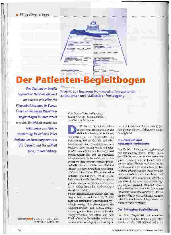 Vorschauseite 1: Der Patienten-Begleitbogen