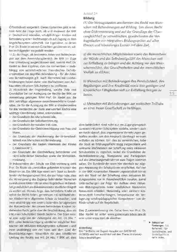 Vorschauseite 2: Recht auf Regelschulbesuch gilt sofort