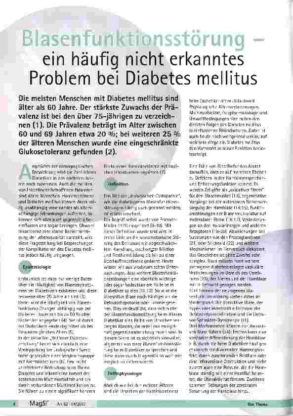 Vorschauseite 1: Blasenfunktionsstörungein häufig nicht erkanntes Problem bei Diabetes melitus