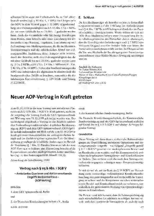 Vorschauseite 1: Neuer AOP-Vertrag in Kraft getreten