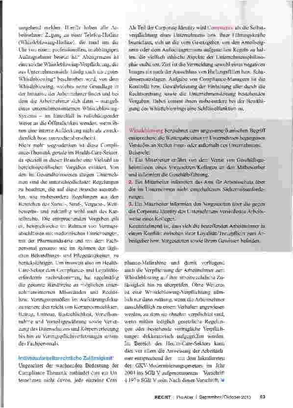 Vorschauseite 2: Verpflichtung der Arbeitnehmer zum Whistleblowing