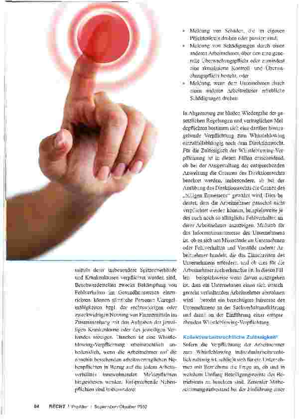 Vorschauseite 3: Verpflichtung der Arbeitnehmer zum Whistleblowing
