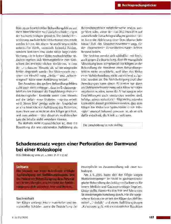 Vorschauseite 2: Unterlassener Hinweis auf die Problematik der Dehydration