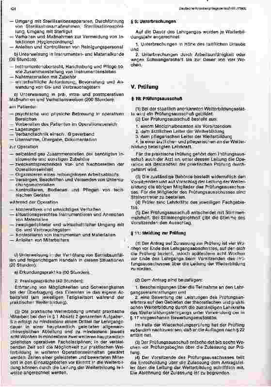 Vorschauseite 4: Muster für eine landesrechtliche Ordnung der Weiterbildung und Prüfung für Krankenpflegepersonal im Operationsdienst vom 27.11.1979