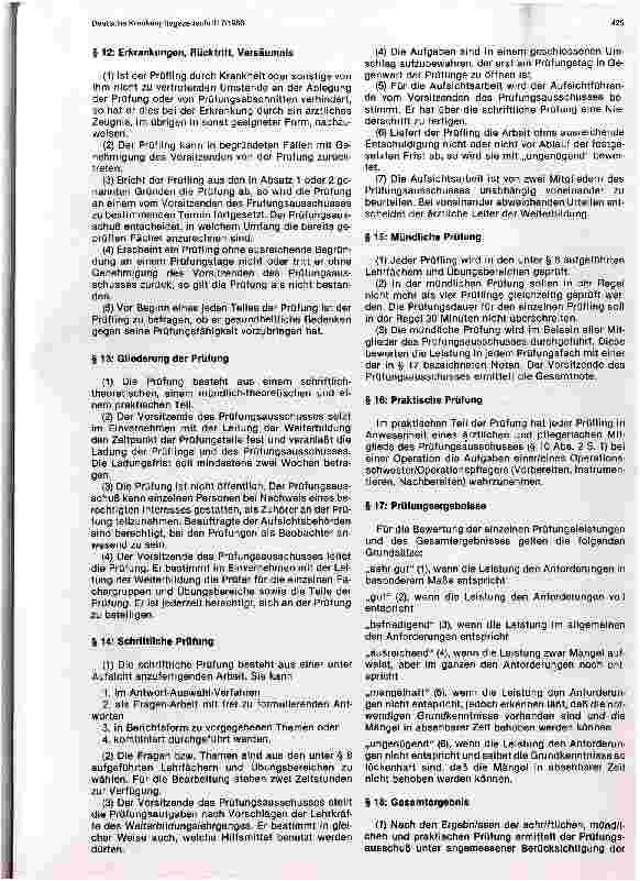 Vorschauseite 5: Muster für eine landesrechtliche Ordnung der Weiterbildung und Prüfung für Krankenpflegepersonal im Operationsdienst vom 27.11.1979