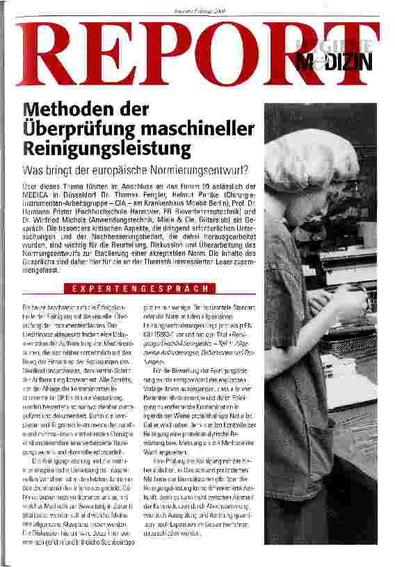 Vorschauseite 1: Methoden der Überprüfung maschineller Reinigunsleistung Was bringt der europäische Normierungsentwurf?