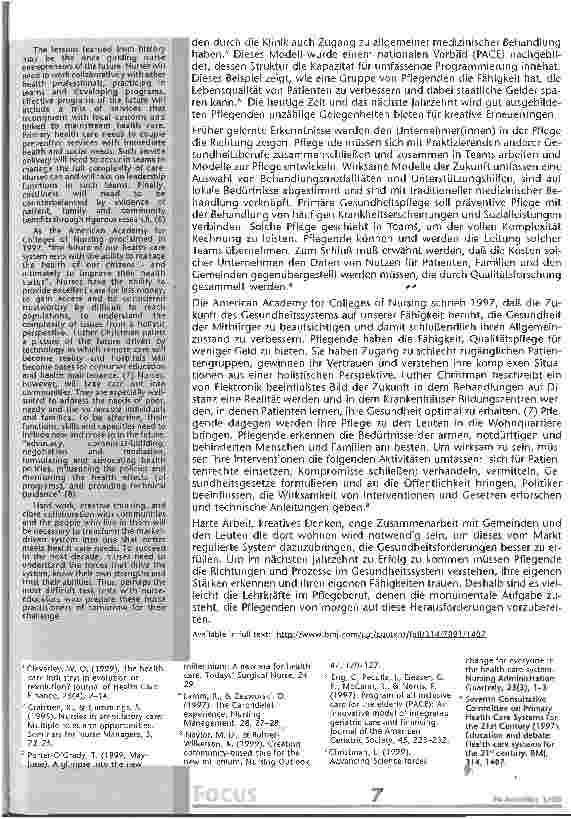 Vorschauseite 3: Pflege im nächsten Millenium - der Beginn des dritten Jahrtausend