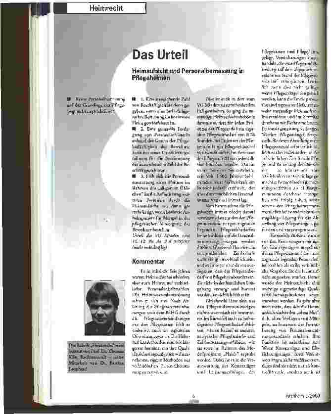 Vorschauseite 1: Heimaufsicht und Personalbemessung in Pflegeheimen