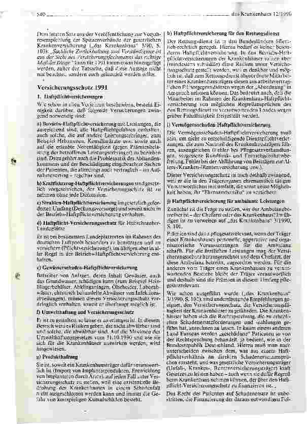 Vorschauseite 2: Versicherungsschutz im Krankenhaus