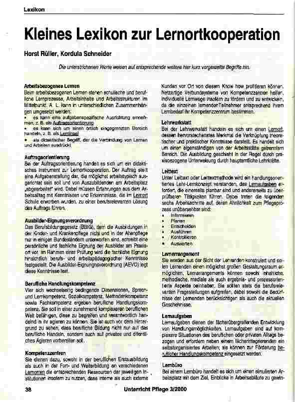 Vorschauseite 1: Kleines Lexikon zur Lernortkooperation