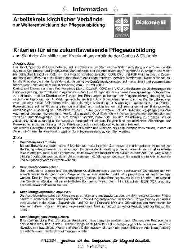 Vorschauseite 1: Kriterien für eine zukunftsweisende Pflegeausbildung
