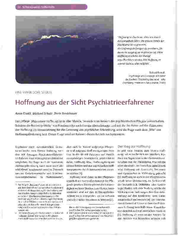Vorschauseite 1: Hoffnung aus der Sicht Psychiatrieerfahrener