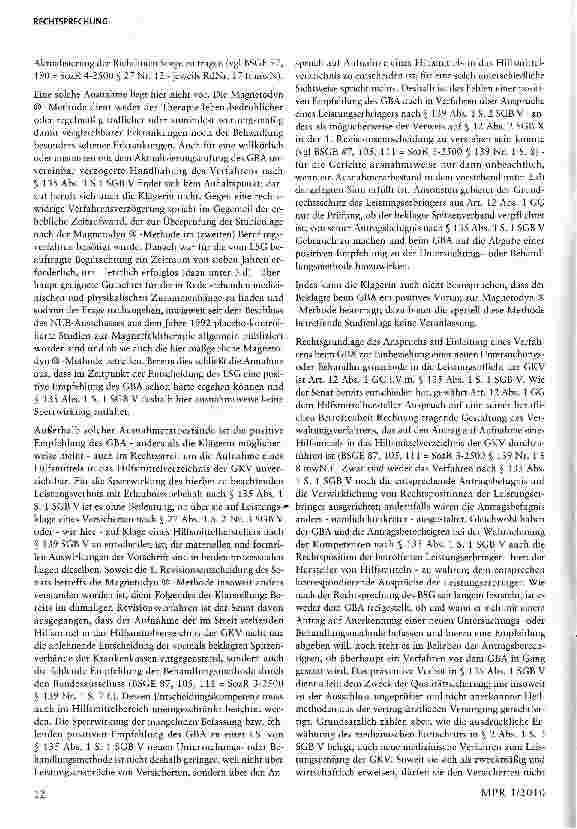 Vorschauseite 6: Der Anspruch auf Aufnahme eines Hilfsmittels in das Hilfsmittelverzeichnis - die Magnetodyn-Methode