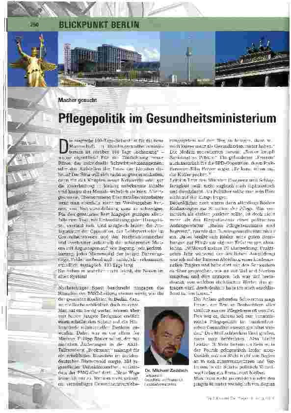 Vorschauseite 1: Pflegepolitik im Gesundheitsministerium