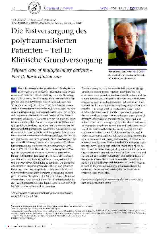 Vorschauseite 1: Die Erstversorgung des polytraumatisierten Patienten - Teil II: Klinische Grundversorgung