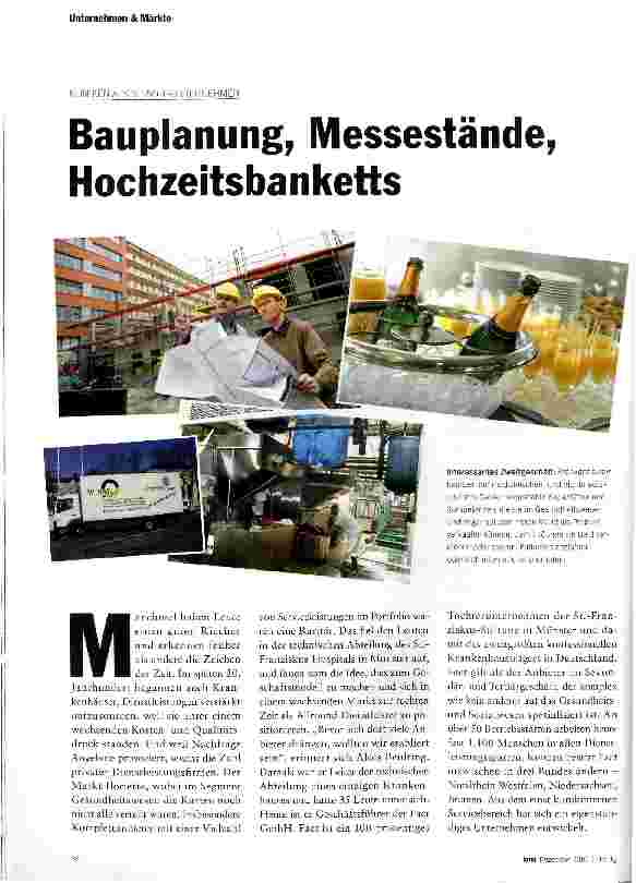 Vorschauseite 1: Bauplanung, Messestände, Hochzeitsbanketts