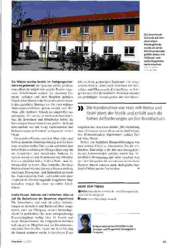 Vorschauseite 2: Moderner Pflegebetrieb hinter alten Klostermauern