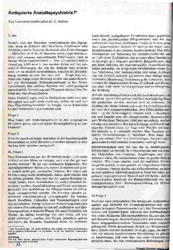 Vorschauseite 1: Antiquierte Anstaltspsychiatrie?