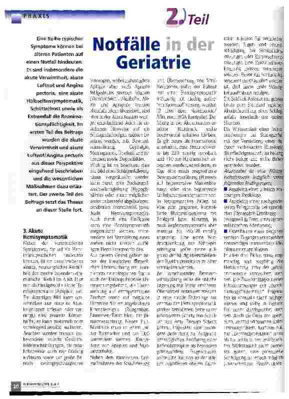 Vorschauseite 1: Notfälle in der Geriatrie 2. Teil