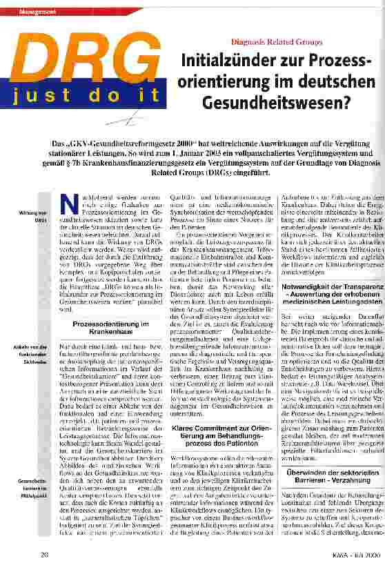 Vorschauseite 1: Initialzünder zur Prozessorientierung im deutschen Gesundheitswesen?