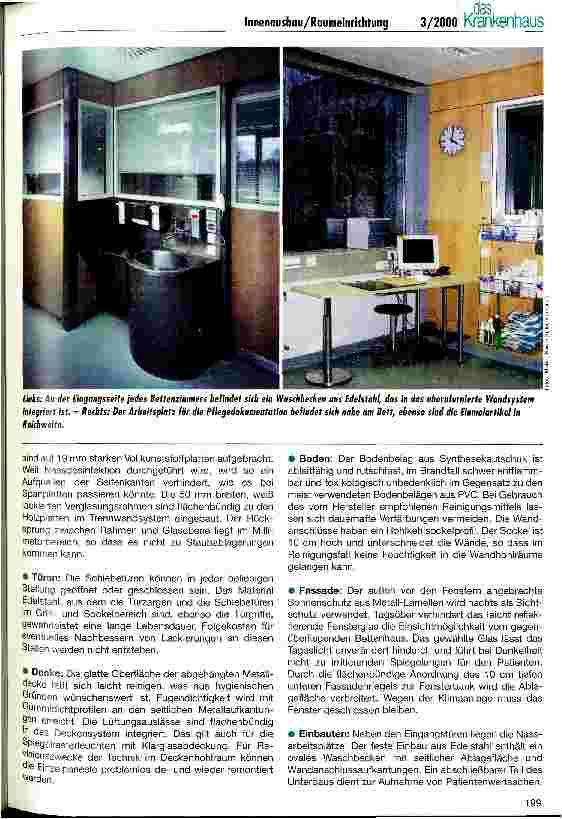 Vorschauseite 4: Gelungene Kombination von Design und Funktion Die neue Intensivpflegeabteilung der chirurugischen Universitätsklinik Düsseldorf