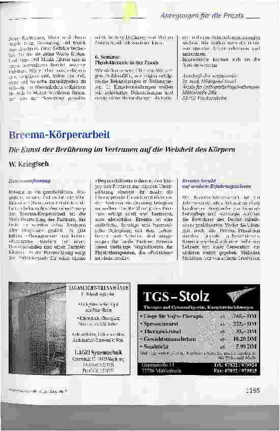 Vorschauseite 1: Breema-Körperarbeit. Die Kunst der Berührung im Vertrauen auf die Weisheit des Körpers