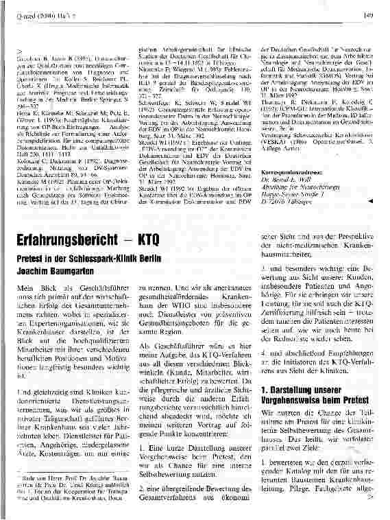 Vorschauseite 1: Erfahrungsbericht - KTQ Pretest in der Schlosspark-Klinik Berlin