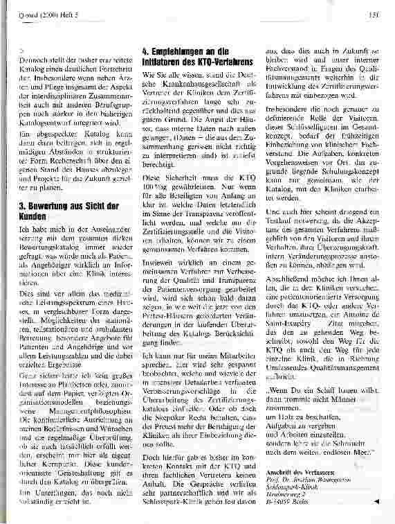 Vorschauseite 3: Erfahrungsbericht - KTQ Pretest in der Schlosspark-Klinik Berlin