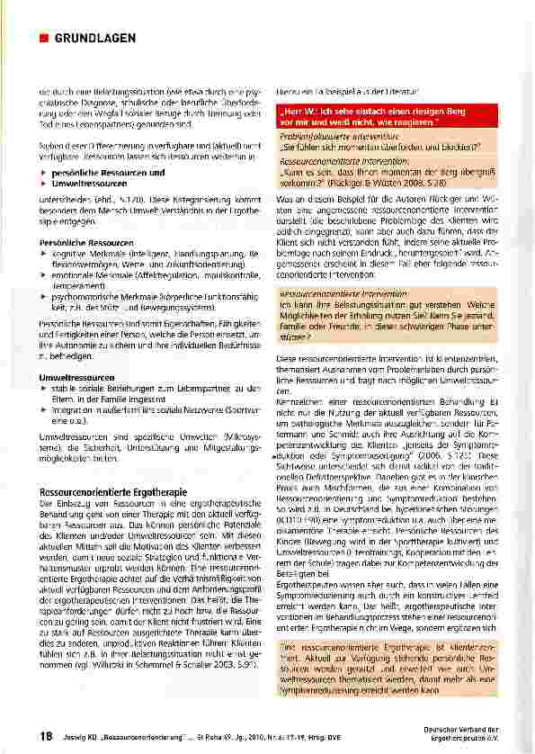 Vorschauseite 2: Ressourcenorientierung - zum Begriffsverständnis für die Ergotherapie