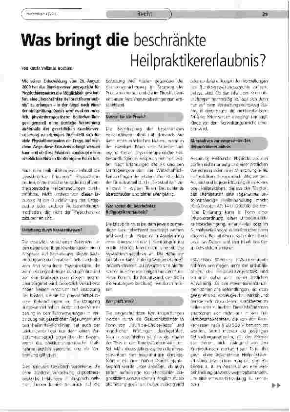 Vorschauseite 1: Was bringt die beschränkte Heilpraktikererlaubnis?