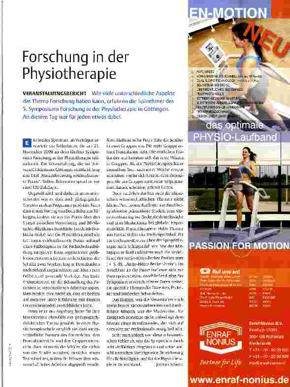 Vorschauseite 1: Forschung in der Physiotherapie